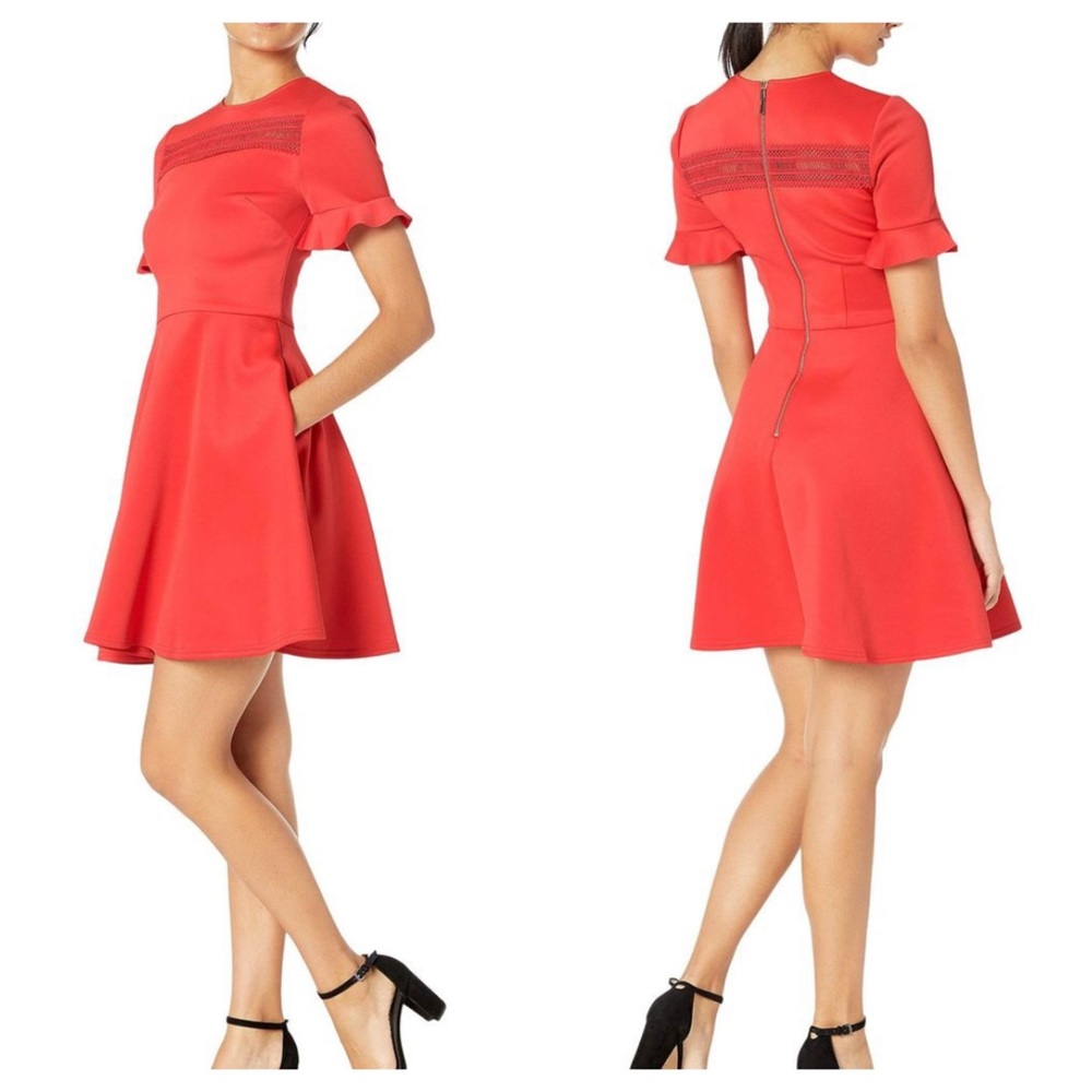 ❤️Ted Baker London Lace Insert Ruffle-Sleeve